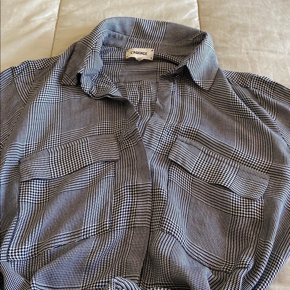 L'AGENCE Black and White Houndstooth Maxi dress - Picture 8 of 9